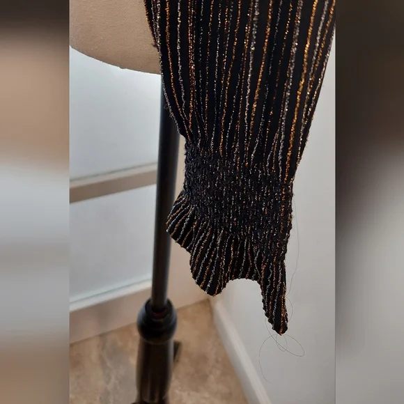 LOFT Silver Ribbed Blouse with Long Sleeves - Picture 5 of 8